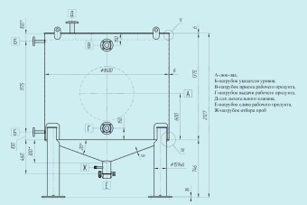 Чертеж Резервуар вертикальный РВС 2 м3