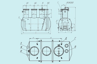 Чертеж Емкость подземная ЕП-12,5, ЕПП-12,5
